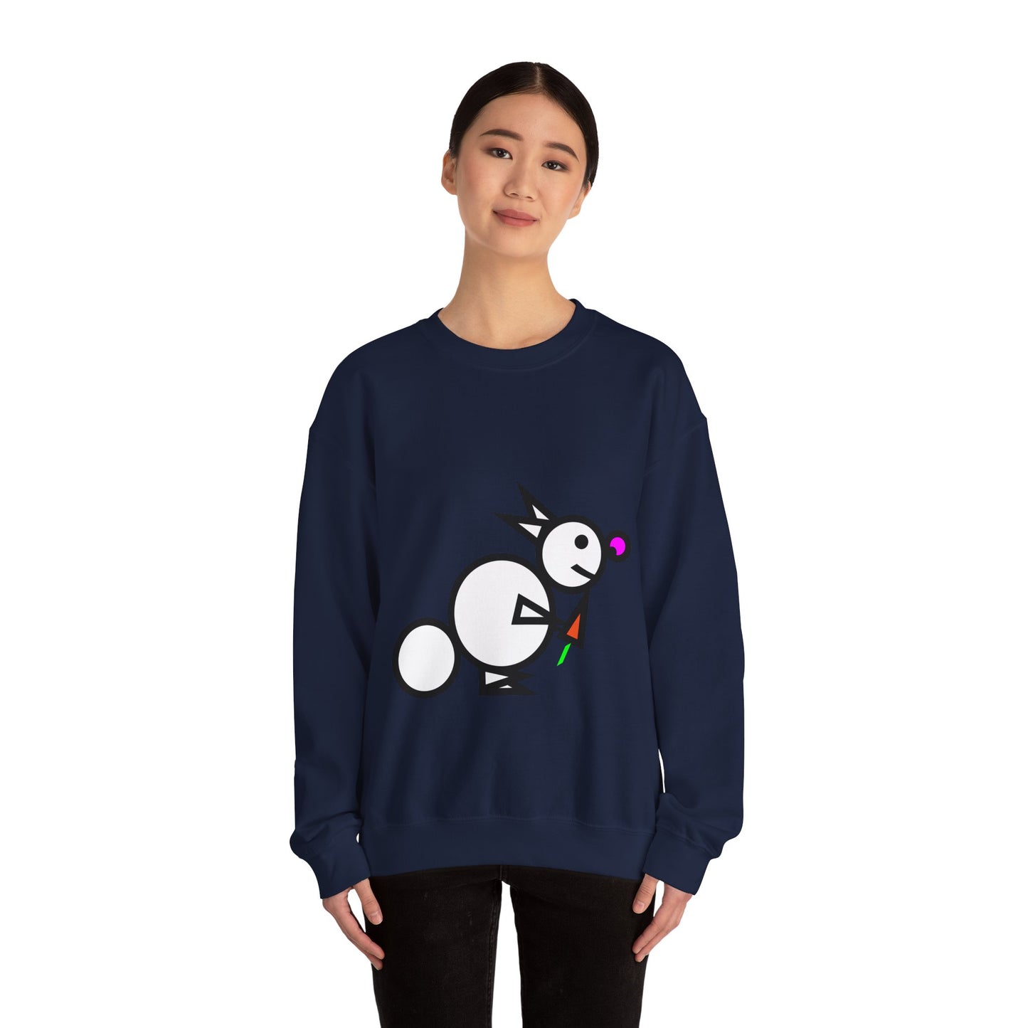 Round Rabbit Cute Animal Illustration Unisex Crewneck Sweatshirt - Perfect for Casual Outings and Gift Giving