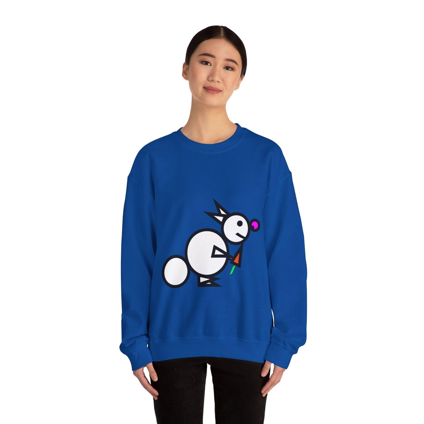 Round Rabbit Cute Animal Illustration Unisex Crewneck Sweatshirt - Perfect for Casual Outings and Gift Giving