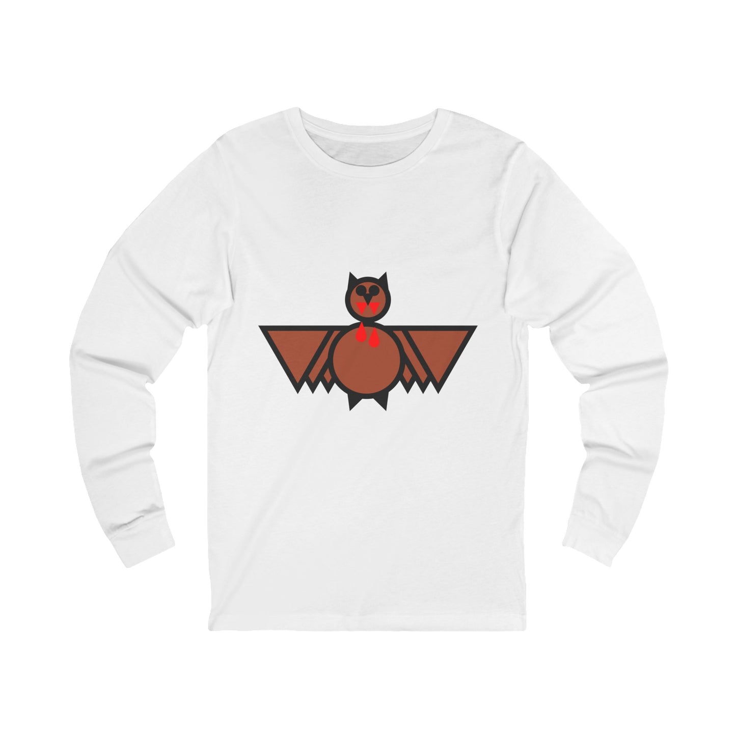 Blood Bat Whimsical Bat Graphic Long Sleeve Tee for Fun Celebrations