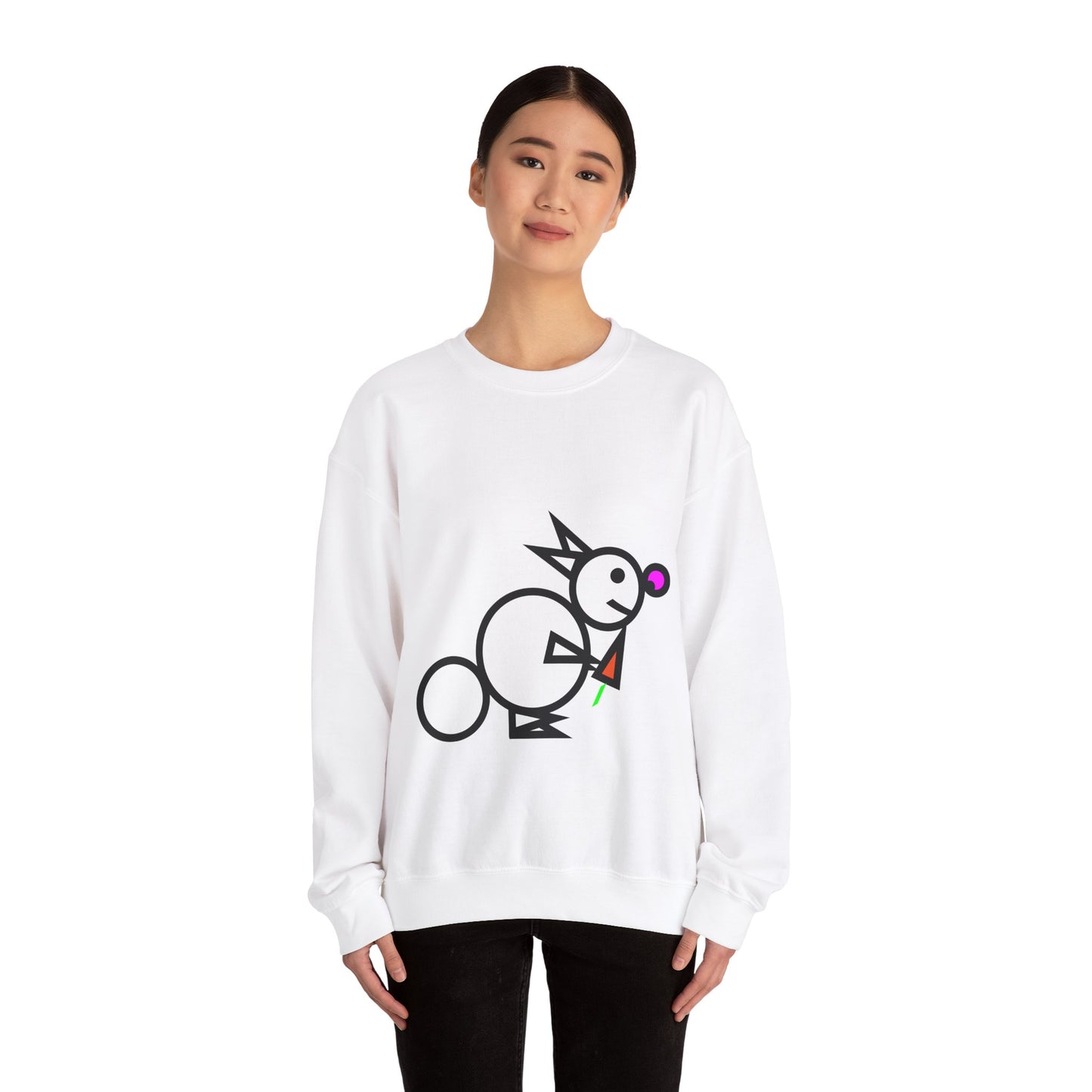 Round Rabbit Cute Animal Illustration Unisex Crewneck Sweatshirt - Perfect for Casual Outings and Gift Giving