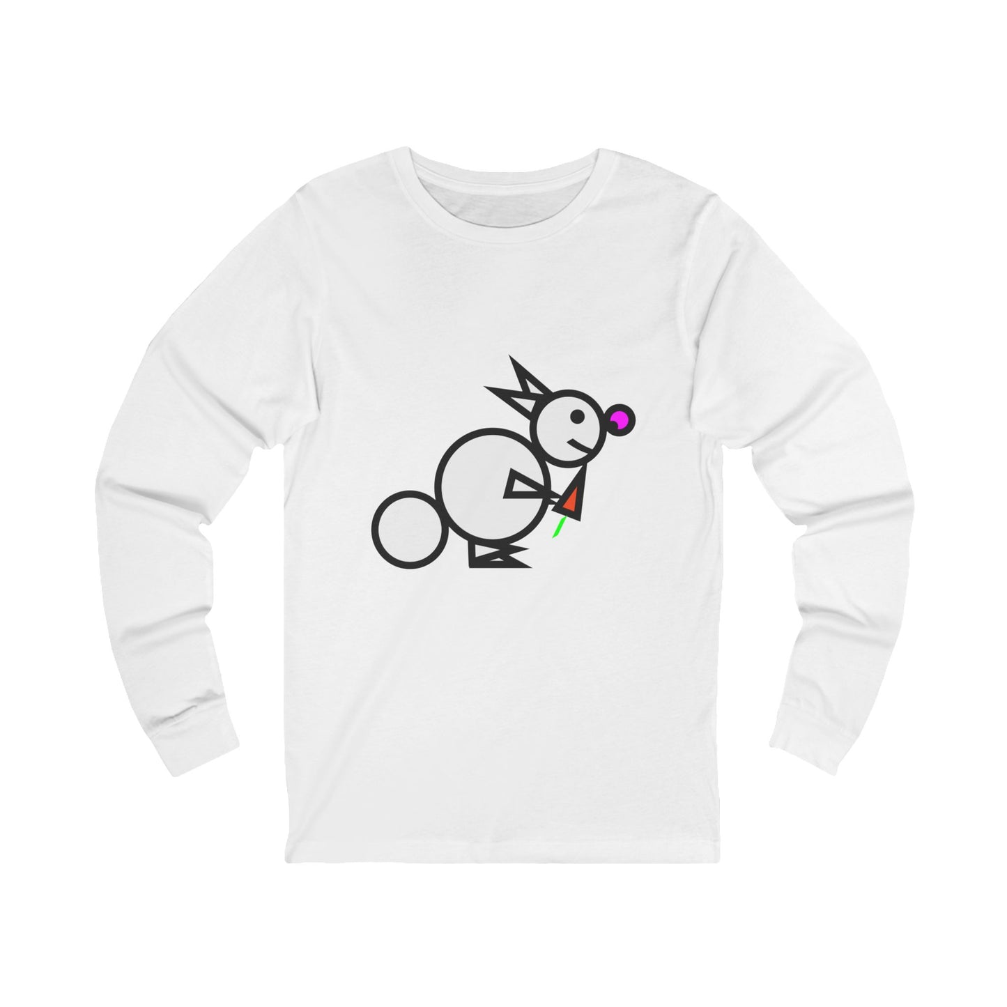 Round Rabbit Whimsical Bunny Graphic Long Sleeve Tee for Fun Celebrations