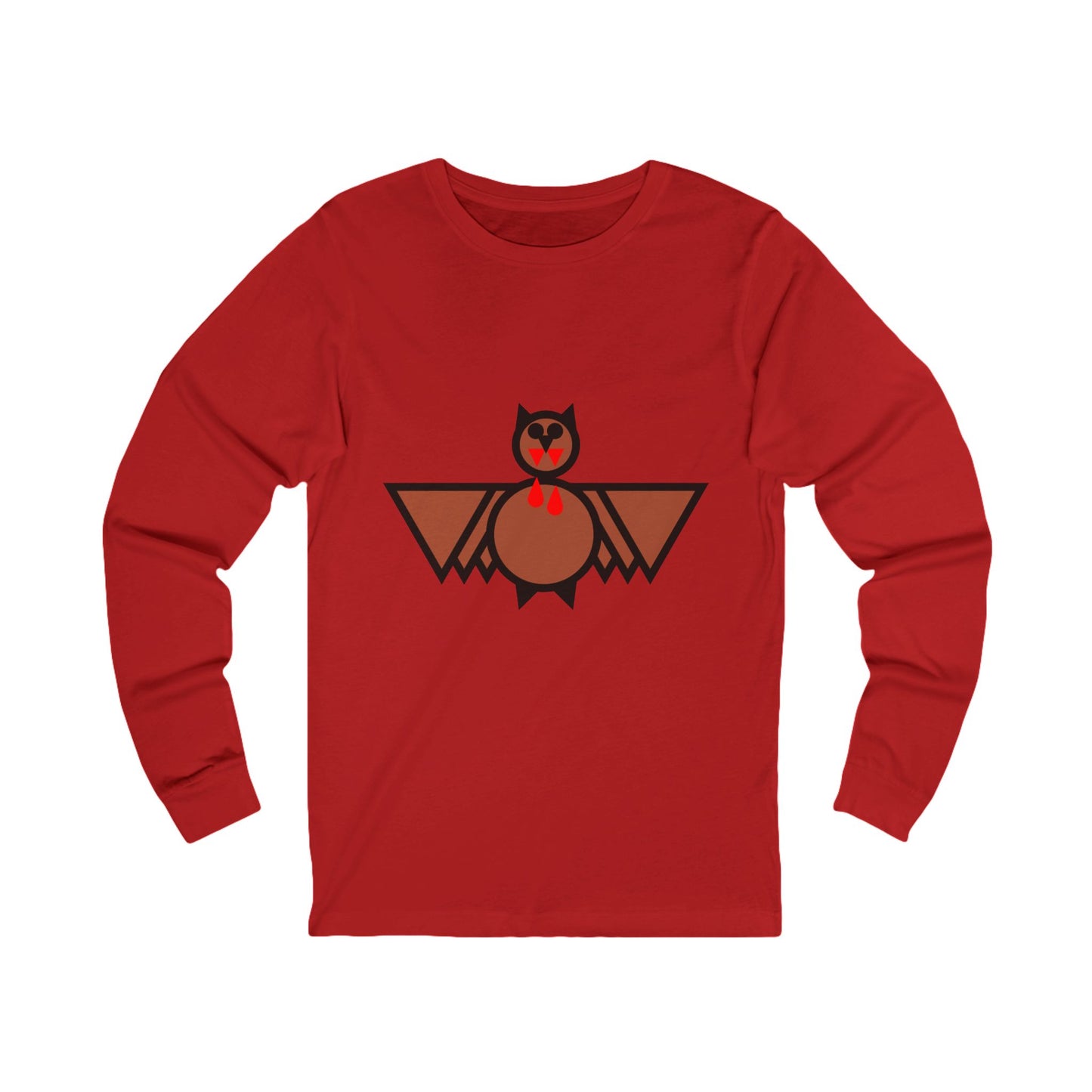 Blood Bat Whimsical Bat Graphic Long Sleeve Tee for Fun Celebrations