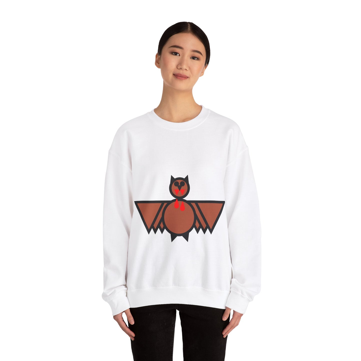 Blood Bat Cute Animal Illustration Unisex Crewneck Sweatshirt - Perfect for Casual Outings and Gift Giving