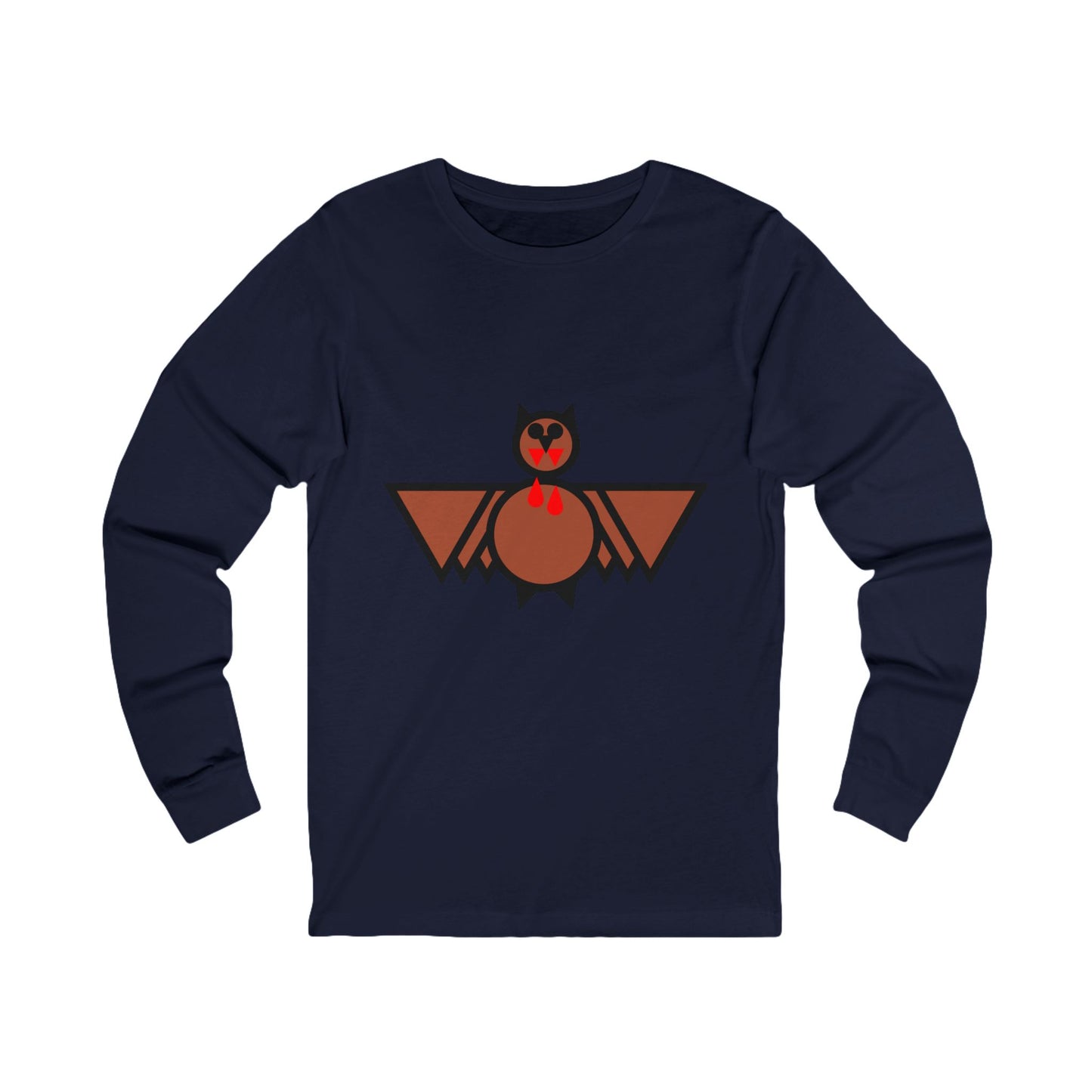 Blood Bat Whimsical Bat Graphic Long Sleeve Tee for Fun Celebrations